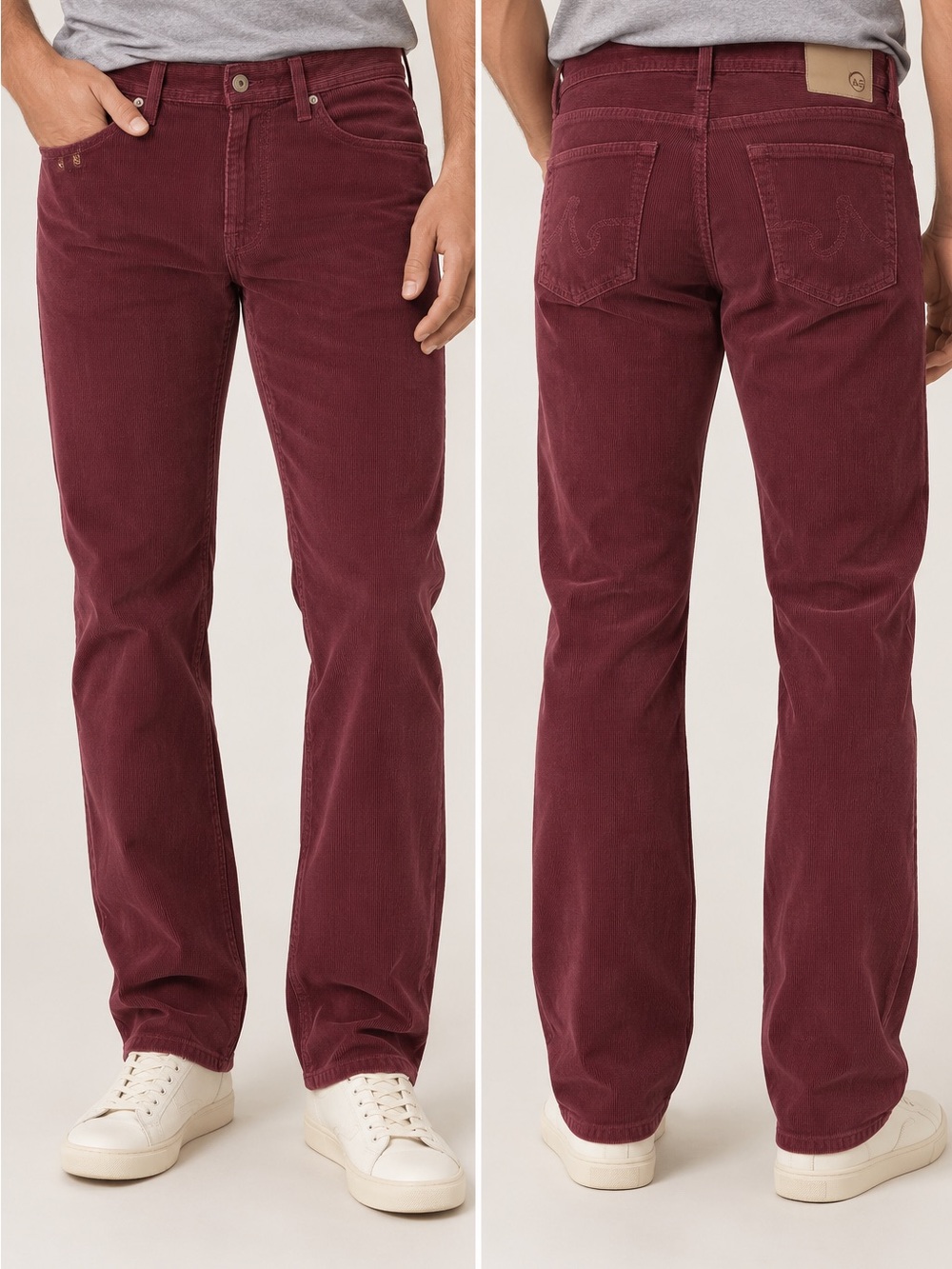 AG Adriano Goldschmied Men’s Corduroy Pants 32 Burgundy Straight Leg NWOT